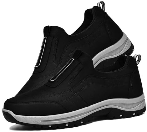 PTKG Chaussures Diabétiques pour Hommes Chaussures Sport Homme Pied Large Chaussures pour Pieds Larges Et Gonflés sans Lacets Baskets Chaussures pour Diabétiques,Noir,47/285mm