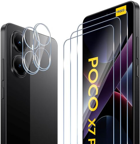 ELYCO Schutzfolie kompatibel mit Xiaomi POCO X7 Pro 5G für Panzerglas, 3 Stück Panzer Schutz Glas & 2 Stück Kameraschutz, 9H Härte Anti-Kratzer Blasenfrei HD Klar Kameraschutz & Displayschutzfolie