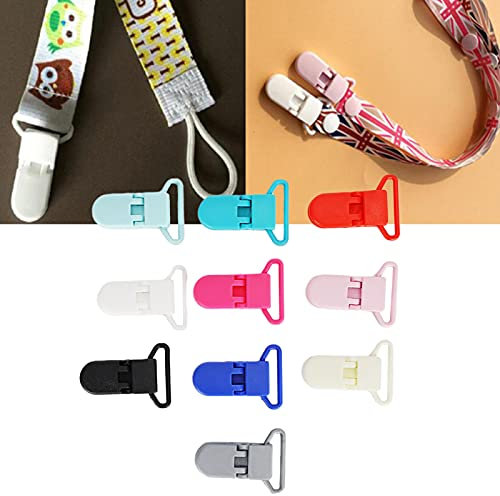 Tnfeeon 10 Pezzi Porta Ciuccio Clip in Plastica per Bambini Ciucci per Bambini Fai da Te Giocattolo per la Dentizione Mantieni Ciucci e Guanti al Sicuro con Clip per Ciuccio Mix 10 Colori