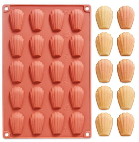 Butabeishy Stampo in silicone per madeleine con 20 cavità, 30 x 19,5 cm