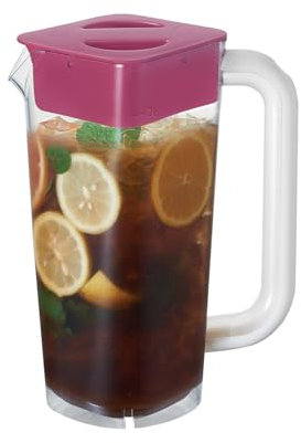 CURTA krug 2liter Wasserkrug Mit Deckel Mit Griff mit Skala, Kunststoff Für kühlschrank,Tee, Säfte, Milch, Kalte Oder Heiße Getränke quadratisch 1 Stück