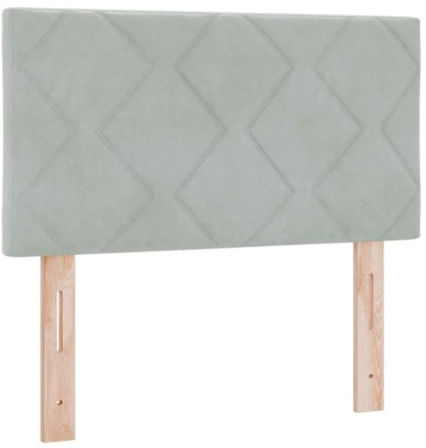 vidaXL Hellgraues Kopfteil mit Diamantblockdesign | Höhenverstellbar, gepolstert mit Polyesterstoff, 80 cm breit – Ideal für Dein modernes Schlafzimmer!
