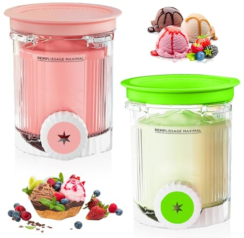 DAZZTIME Bacs à Crème Glacée,2 Pièces Récipient Creami pour la machine à glace Ninja Creami, accessoires pour Récipients à Crème Glacée pour la série NC700 NC701EU,sans BPA