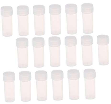 Anneome Small Vials Sample Containers 50pcs Refillable Plastic Bottles with Caps 5ml Pills Storage Travel Medicine Bottles for Tablet Dispensing
