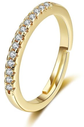 Wycian Engagement Ring Women Goldring Damen 18K Moissanit Halbe Gerade Reihe Zirkonia Größe 56 (17.8) Modern für Tante Valentinstag Gravur