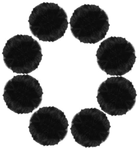 8 Stück Pompons Schwarz Bommel Schwarz Kunstfell Flauschigen Runder Pompoms Pompom Plüsch Set Bälle Kunst Bommel Pompon Fellbommel Kunstpelz Flauschige für Schals Taschen Weihnachtsbaum