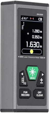 Marhynchus Bilateraler -Entfernungsmesser, Wiederaufladbar über USB, Dual-Messgerät mit Infrarot-Technologie, 60 M in eine Richtung, 120 M in Zwei Richtungen, für den Heimwerkerbau (SW-DG60)