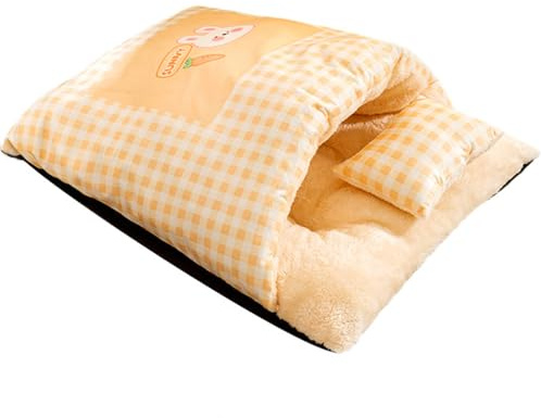 Jsnwernb Katzenbett | Kuschelhöhle Schlafsack Mit Kissen,Kuschelhöhle Decke Matte,Beruhigendes Winter Bett Für Haustiere Welpen Unterwegs