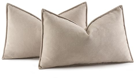 MIULEE 2er Kissenbezug 30x50 Beige Chenille Kissenhülle zierkissen | Weiche Kissenbezüge Sofakissen dekokissen zierkissen Elegantes Design für Couch Sofa Wohnzimmer