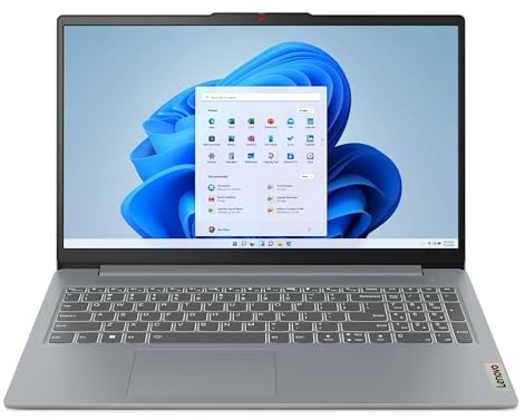 Lenovo IdeaPad Slim 3 - Computer portatile FHD Touch da 15,6, AMD Ryzen 5 7520U, 8 GB di RAM DDR5, SSD 512, Windows 11 Home, AMD Radeon 610M, Copilot AI, grigio artico, 82XQ00RSUS