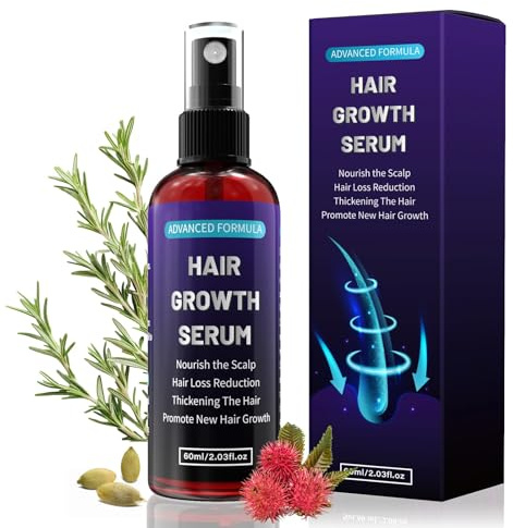 Siero Crescita Capelli con Olio di Ricino, Batana e Rosmarino, 60 ml | Hair Growth Serum Spray, Anticaduta & Crescita Capelli Veloce Donna e Uomo, Rinforza Cuoio Capelluto e Hair, Stimola Barba