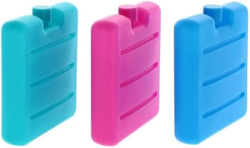 Mini Freezer Blocks Ice Brick Pack Cooler Bag Box Reusable Plastic Multi Coloured Frozen Chilled Cube Long Lasting Cooling Gel Keeps Food Drinks Fresh Ice Packs for Lunch Boxes Travel Picnic(3pc)