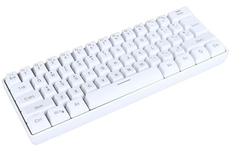 Stylebest Tastiera da Gioco a 61 Tasti con Membrana Retroilluminata RGB per Ufficio Domestico con 3 modalità Wireless Bluetooth Cablato (Bianca)