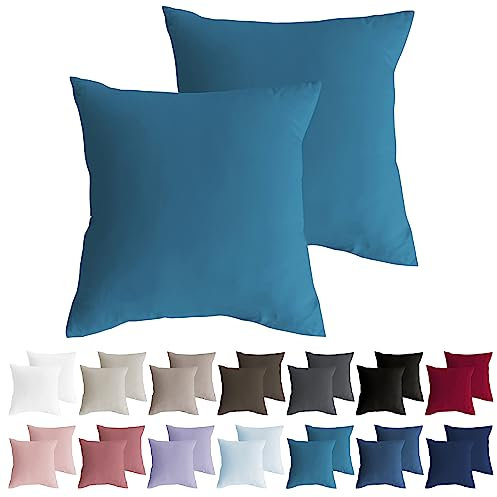 MOHAP Lot de 2- Taies d'oreiller 65x65cm Lac Bleu Housse d'oreiller avec Une Fermeture Eclair en Microfibre