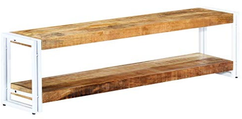 vidaXL Mango Mueble TV Estante Madera Maciza en Bruto Tipo Industrial Diseño Rústico Módulo Televisión Mesa Baja Televisor Aparador Comedor Salón Sala