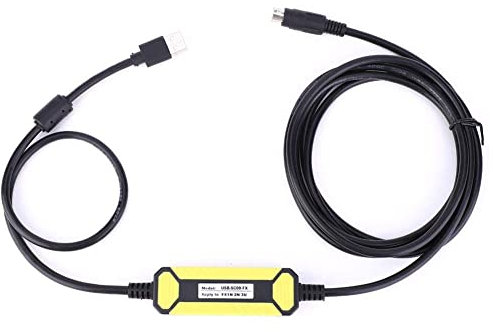 Fafeicy USB-SC09-FX 2.5 metros Cable de programación, para FX1S/1N/2N/3U FX Series PLC, USB a 8 pines redondos Interfaz, Indicador LED incorporado, con un anillo magnético