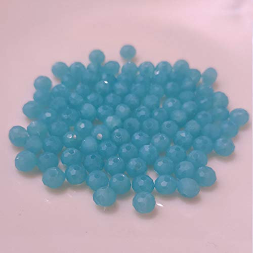 (3 mm/Blau hell) Glasperlen - Bastelperlen aus Glas facettiert Kristall Diamant Optik Loch Perlen zum Basteln auffädeln Armbänder Traumfänger bunt Set DIY kleine große Kinder Schmuck