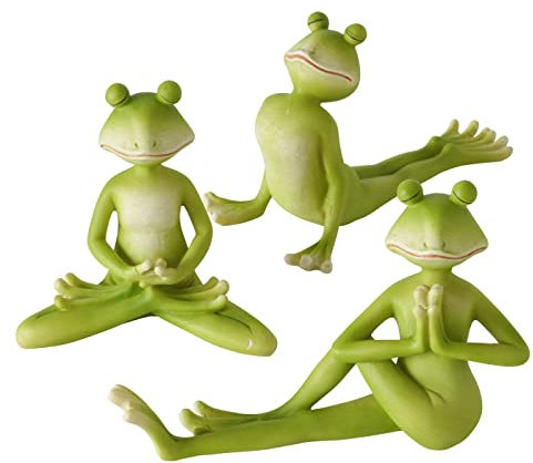BOLTZE Dekofigur Indoor - Modell Yoga Frösche Set 3-TLG. - Tier Figur Deko Frosch Heimdeko