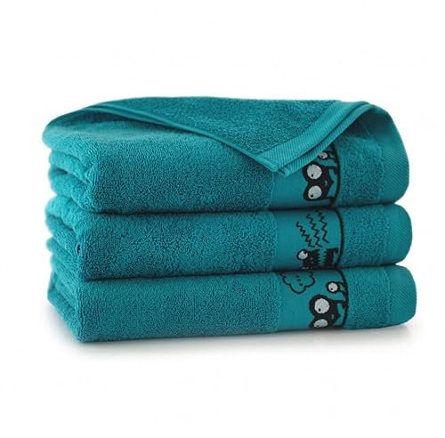 ZWOLTEX Handtuch mit Motiven für Kinder Jugendliche I Badetuch Kind | kleines Handtuch | Erstausstattung Baby | Kleinkind | Ägyptische Baumwolle I Made IN EU I Augen - Aruba 2X 70x130