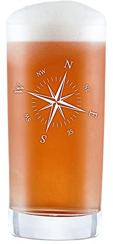 AMAVEL Trinkglas mit Kompass Gravur, Wasserglas 500ml, Longdrink Glas, Cocktail Gläser, Bierglas, Große Longdrinkgläser, Saftglas, Trinkgläser, Trinkgeschirr, Gläser, Bier Glas, Cocktailglas