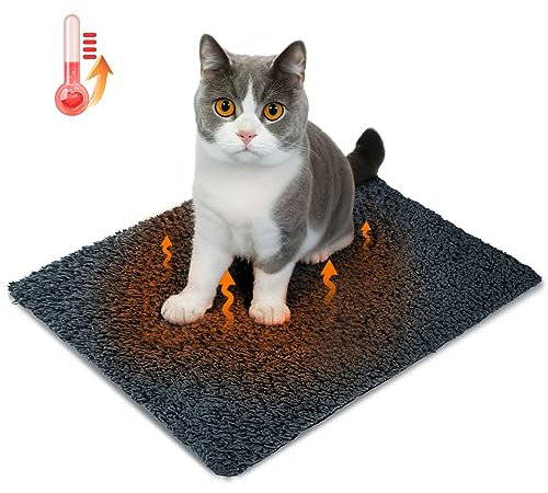 Nobleza Selbstheizende Decke für Hunde & Katzen, Haustiere Wärmematte Winter, Waschbar Wärmedecke Hund, Selbstwärmende Hundematte Flauschig Warme, Thermodecke Hund rutschfest, Grau, 40x50cm