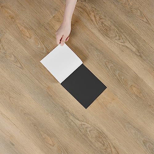 Yullpaper 24 Pezzi Pavimento PVC Adesivo Effetto Legno Piastrelle Adesive Pavimento Marrone Chiaro Linoleum Pavimento Rotolo Adesivi Per Piastrelle Bagno Cucina Pavimenti PVC Adesivi 90cm x 15cm