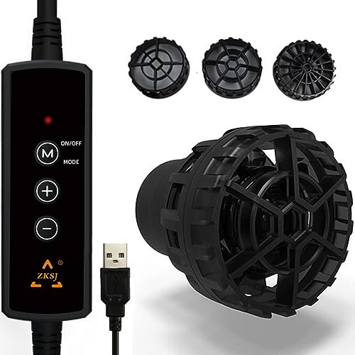 ZKSJ Mini Aquarium Pump Wave Maker for Aquarium USB Power Connector 530GPH (2000L/H) Circulation Water Pump 5W DC 5V with Magnetic DC Powerhead for Tanks Up to 14 Inches and 5 10 20 Gallons Fish Tank