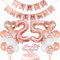 Conruich Geburtstagsdeko 25 Jahre Frau, Luftballon 25. Geburtstag Deko Set, Rosegold Tortendeko Geburtstag 25 Jahre Frauen, Ballon 25 Geburtstag Frau, Happy Birthday Banner Deko 25 Geburtstag Frau