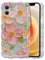 EYZUTAK Handyhülle für iPhone 12,Bunte Vintage Ölgemälde Blume Handyhülle mit Laserblume Lockiges Wellen Rahmenform Soft TPU Case Ultradünne Silikon Case mit Anti-Kratzen Stoßfeste Schutzhülle-Grün