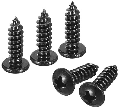 QUARKZMAN 5mm x 16mm Croce Tondo Testa Autofilettante Vite, 50pz - Acciaio Inox 304 Rotondo Testa Legno Vite Completa Filettatura (Nero)