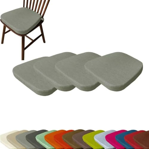 Set di 4 cuscini per sedia con nastri, 40 x 38 x 33 x 5 cm, lavabili antiscivolo, per interni ed esterni, sgabelli, sedie, panche e pavimenti