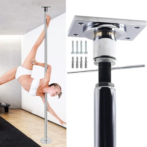 Barre de Pole Dance Poteaux de Striptease pour La Maison, Poteau de Danse Permanent pour Club de Gym Professionnel, Perche de Danse Statique de 45mm avec Fixation au Plafond et Perche D'extension