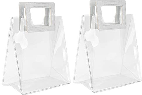 Transparente Geschenktüte, 2 Stück, Geschenkverpackungsbeutel, Transparente Geschenktüte, Stabile Unterseite, Handtasche Für Geburtstag, Weihnachten, Geschenkverpackung (S)