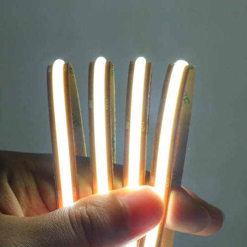 XUNATA COB LED Streifen (Beliebiges Schneiden), 12V 528LEDs/m Superhell Hohe Dichte Flex Selbstklebend COB LED Leiste Lichtband Strip für Innen Festival Party DIY Deko (Weiß, 4M)