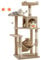 Feandrea Albero per Gatti Alto 143 cm, Tiragraffi per Gatti, con 4 Pali Graffiatoi, 2 Posatoi, 1 Grotta, 1 Amaca, 2 Pompon, in Peluche a Più Livelli, Marrone Cammello PCT161K01