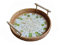 SLHEQING Bandeja para Servir de Ratán, Bandeja Redonda con Asas, Bandejas Decorativas para Cocina, Bandeja de Cesta Tejida para Frutas, Cafe, Bebida, té, Comidas