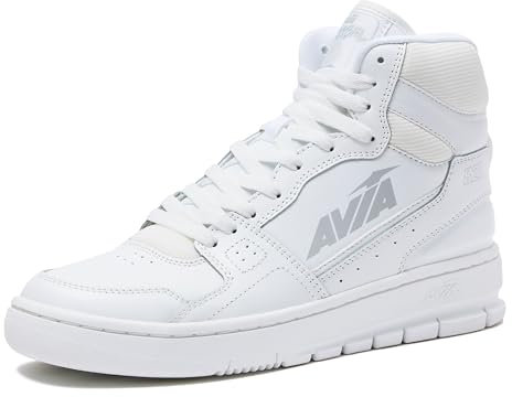Avia 821 High-Top-Sneaker für Herren, für drinnen oder draußen, Basketballschuhe, Größe 40 bis 44, Retro-High-Top-Schuhe, Herren oder Damen, Weiss/opulenter Garten, 10 Women/8.5 Men