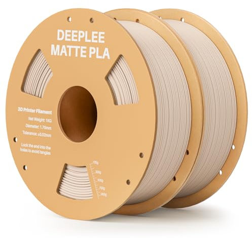 DEEPLEE Matte PLA Filament 1.75mm 3D Drucker Filament, Maßgenauigkeit +/- 0.02mm, für die meisten FDM 3D Drucker, Beige 2KG