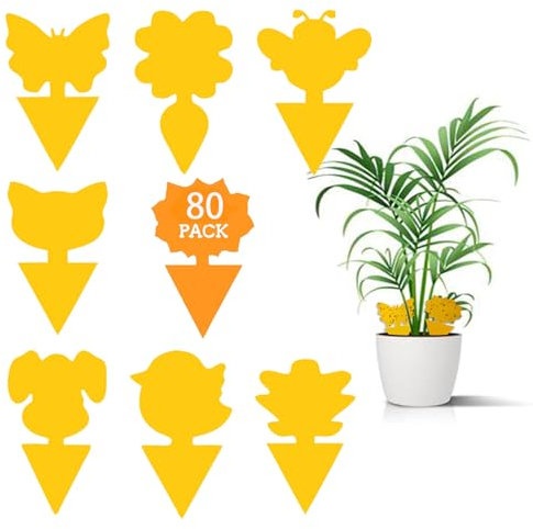 Gelbsticker- 80 Stück, Trauermücken Bekämpfen, Gelbe Klebefalle, Gelbtafeln für die Zimmerpflanzen Schädlingsbekämpfung, wasserdicht und ungiftig