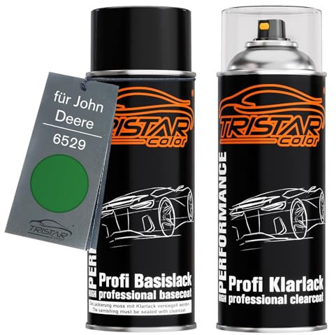 TRISTARcolor Peinture voiture Kit bombes de peinture pour John Deere 6529 Green Agrar Peinture de base vernis clair aérosol 400 ml