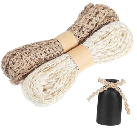 COLLBATH 2 Rollen Juteband Naturmaterial Geschenkband Sackleinenband Für Blumensträuße Robustes Leinenband Präsentband Für Bastelarbeiten