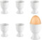 Hueveras de Porcelana, Juego de 6 Cerámica Huevera para el Desayuno, 7 x 5,2 cm Soporte para Huevos Apilable, para Cualquier Mesa de Desayuno, Blanco