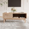 jeerbly Rattan Couchtisch mit Schublade und Ablage, Retro Boho-Stil, 100 cm TV Lowboard Fernsehschrank, Besitelltisch Wohnzimmertisch für Schlafzimmer Balkon, Natur