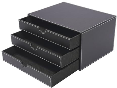 3-lagiger Dokumenten-Organizer Schubladenbox Schubladenbox schreibtisch Schwarz/Kaffee für Büros Arbeitszimmer und Heimbüros (Schwarz)