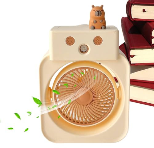Desktop-Ventilator, 3 Geschwindigkeiten, Kühlluftventilator, 10,2 x 5,9 x 15,2 cm, USB-Ladegerät, kompaktes Design, Sprüh-Hydratations-Luftbefeuchter für Outdoor, Küche, Bau, , Auto, Bad