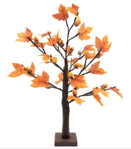 Jorix Christmas Prelit Birch Tree Twig Tree Light with 24 Warm White LEDs, Battery & USB Powered 60cm Tabletop Artificial Tree Lamp for Father's Day Indoor Home Decor