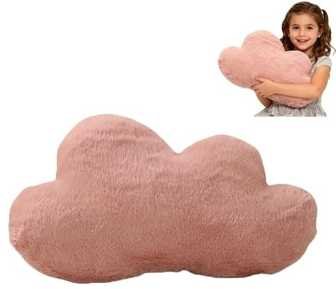 Generisch Kuschelkissen Kinder Wolkenkissen Dekokissen Weiche Flauschige Mond Sternform Zierkissen Sofakissen, Plüsch Kissen für Kinderzimmer Schlafzimmer Deko (44 cm Rosa Wolken)