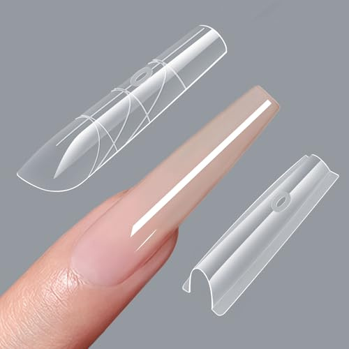 240er Dual Nail Forms, Sandwich Nagel Formen, Polygel Set Nagelverlängerung | Transparente Nagel Gel Formen Set für Polygel Extension Nagelkunst Salon (Langes Trapez)