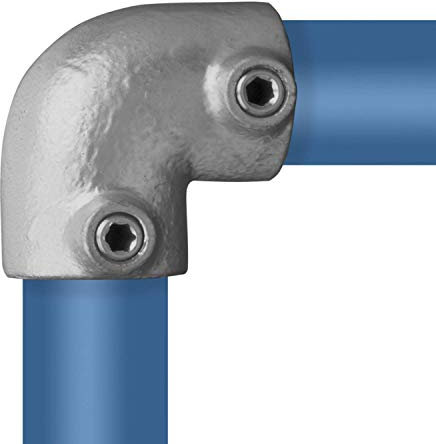 Klemp - Bogen-Stück/Knie-Stück Rohrverbinder, Ellbogen-Verbinder-Stück, Temperguss galvanisiert, feuerverzinkt, inkl. Schrauben Typ 6E - 48,3 mm / 1 ½