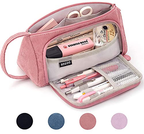 Federmäppchen Federtaschen Teenager Mädchen Mäppchen, Große Kapazität Pencil Case für Schule & Büro Erwachsener Mädchen Geschenk, 21x11cm (Rosa #2)